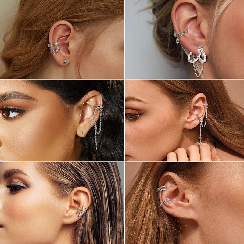 Florideco Ear Cuff Earrings Set for Women Adjustable Fake Earring Cuffs Non Piercing Earring Set Ear Jewelry Set - Image 4